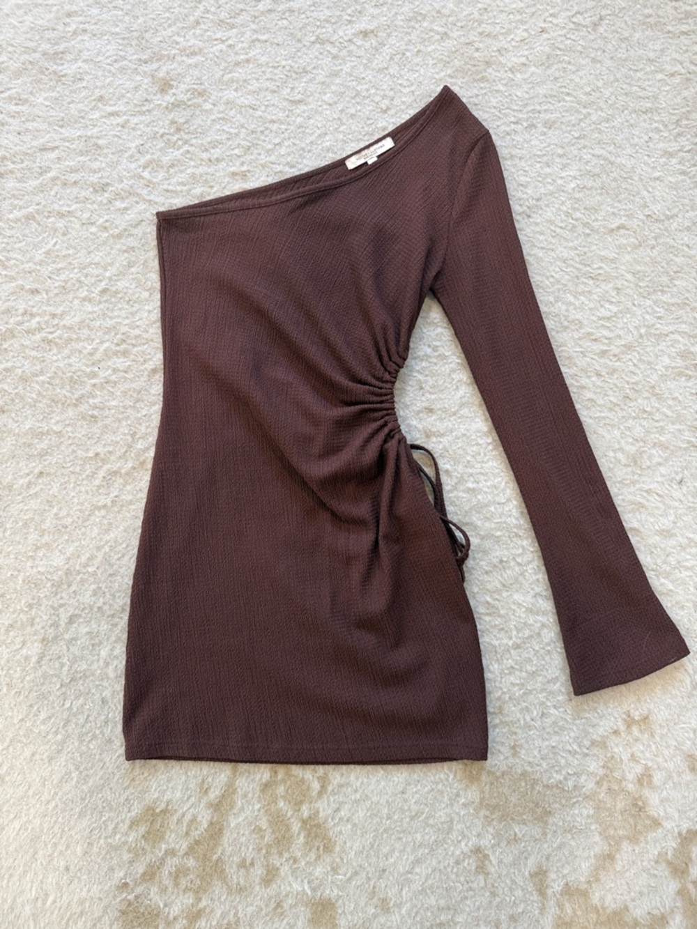 One-Shoulder Brown Mini Dress
